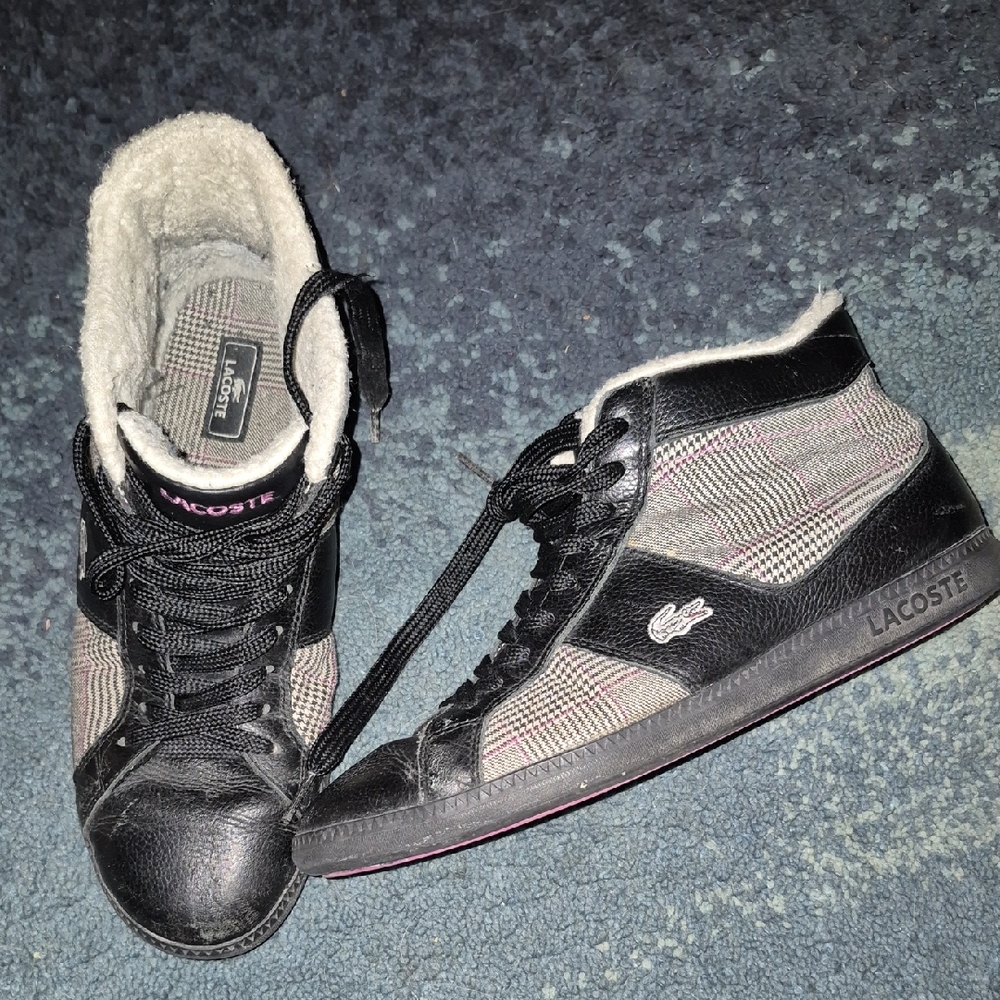 Lacoste Women's Black and White Plaid Sneakers Size 9